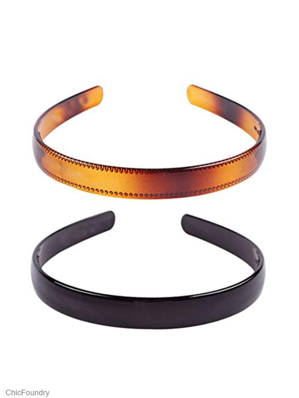 Set of 2 Plastic Headbands for Women, Fine Tooth Hair Hoop, One Size